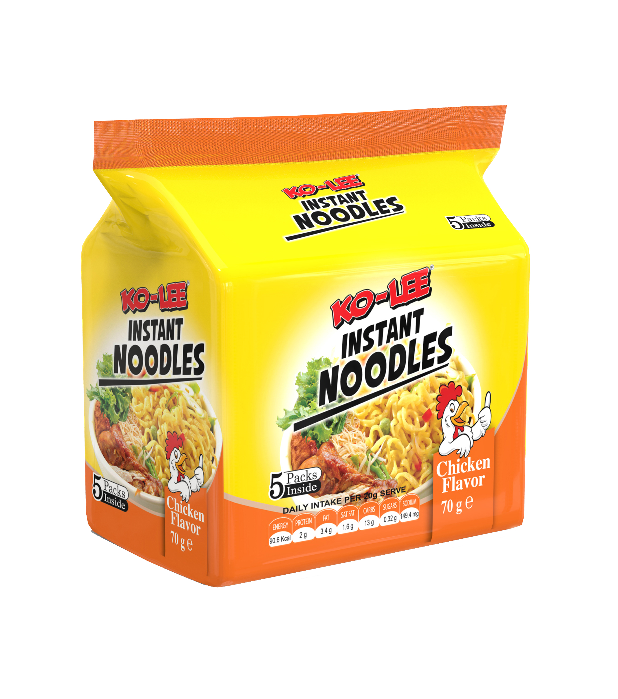 KOLEE 5 PACK NOODLES  CHICKEN (6x5x70g) ORANGE