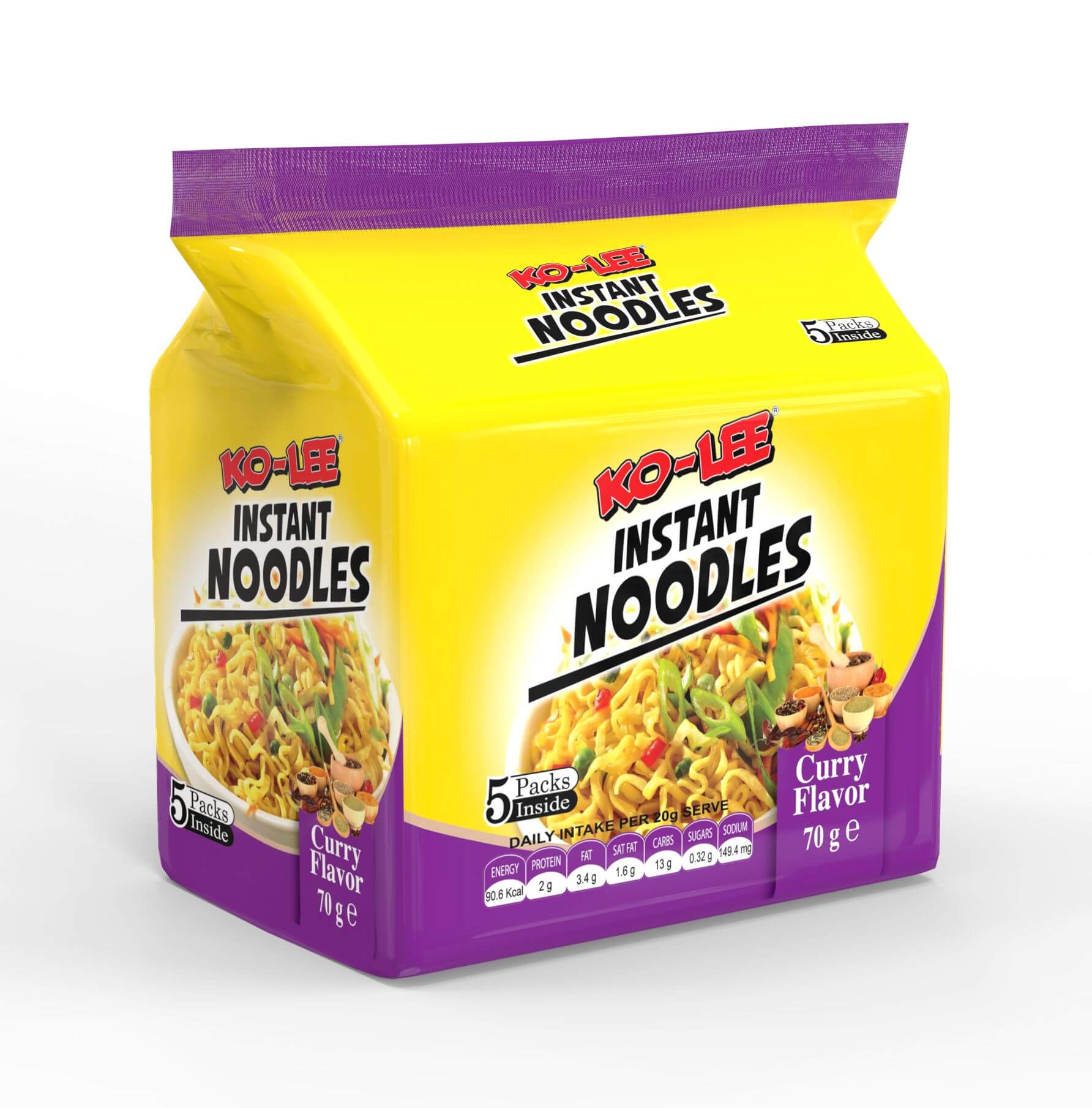 KOLEE 5 PACK NOODLES CURRY (6x5x70g) PARPAL