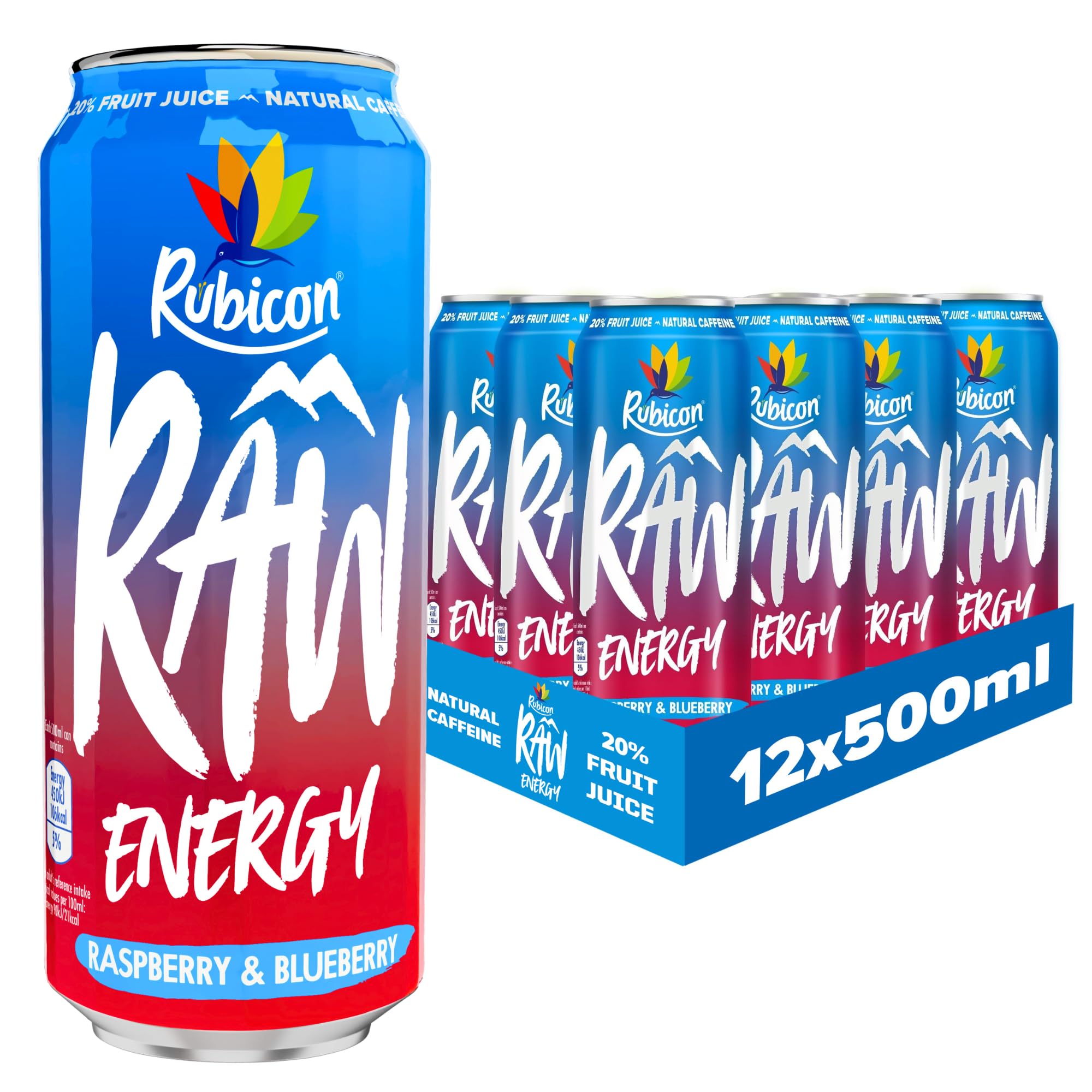 RUBICON RAW RASPBERRY & BLUEBERRY (500ml x12) £1.19