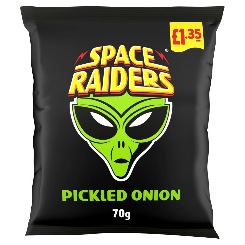 SPACE RAIDERS PICKLED ONION (20 x70g) £1.25 GREEN & BLACK 702785