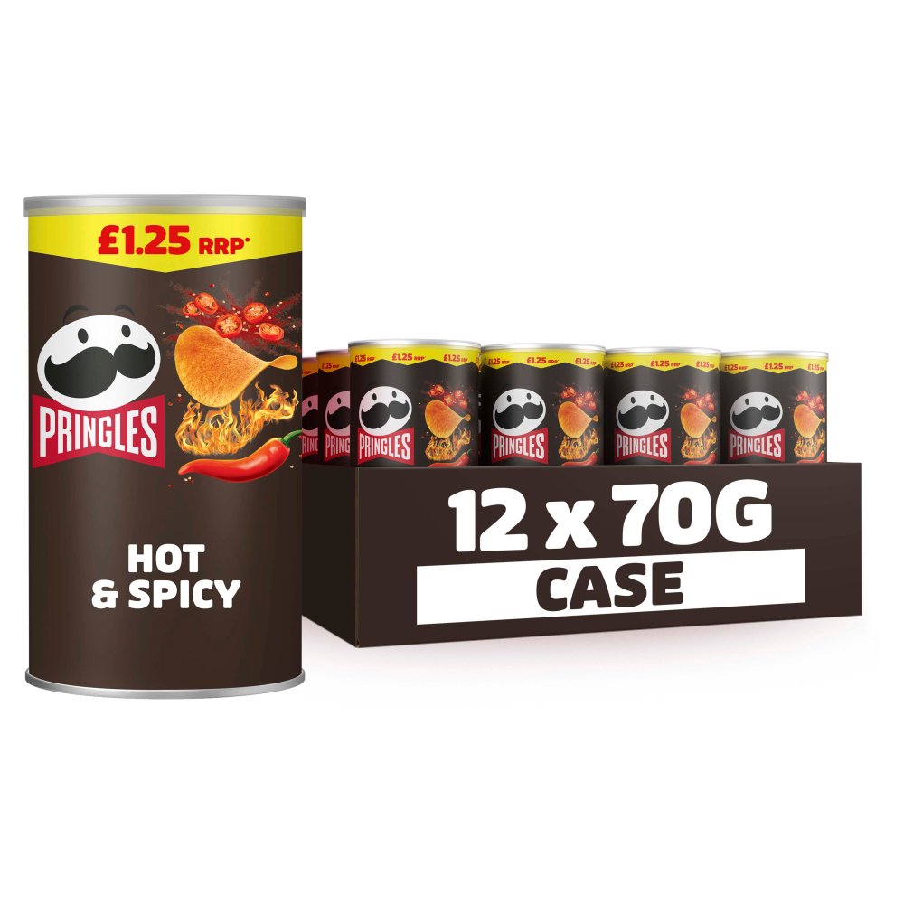 PRINGLES HOT & SPICY (12x70g) £1.25 PM BLACK