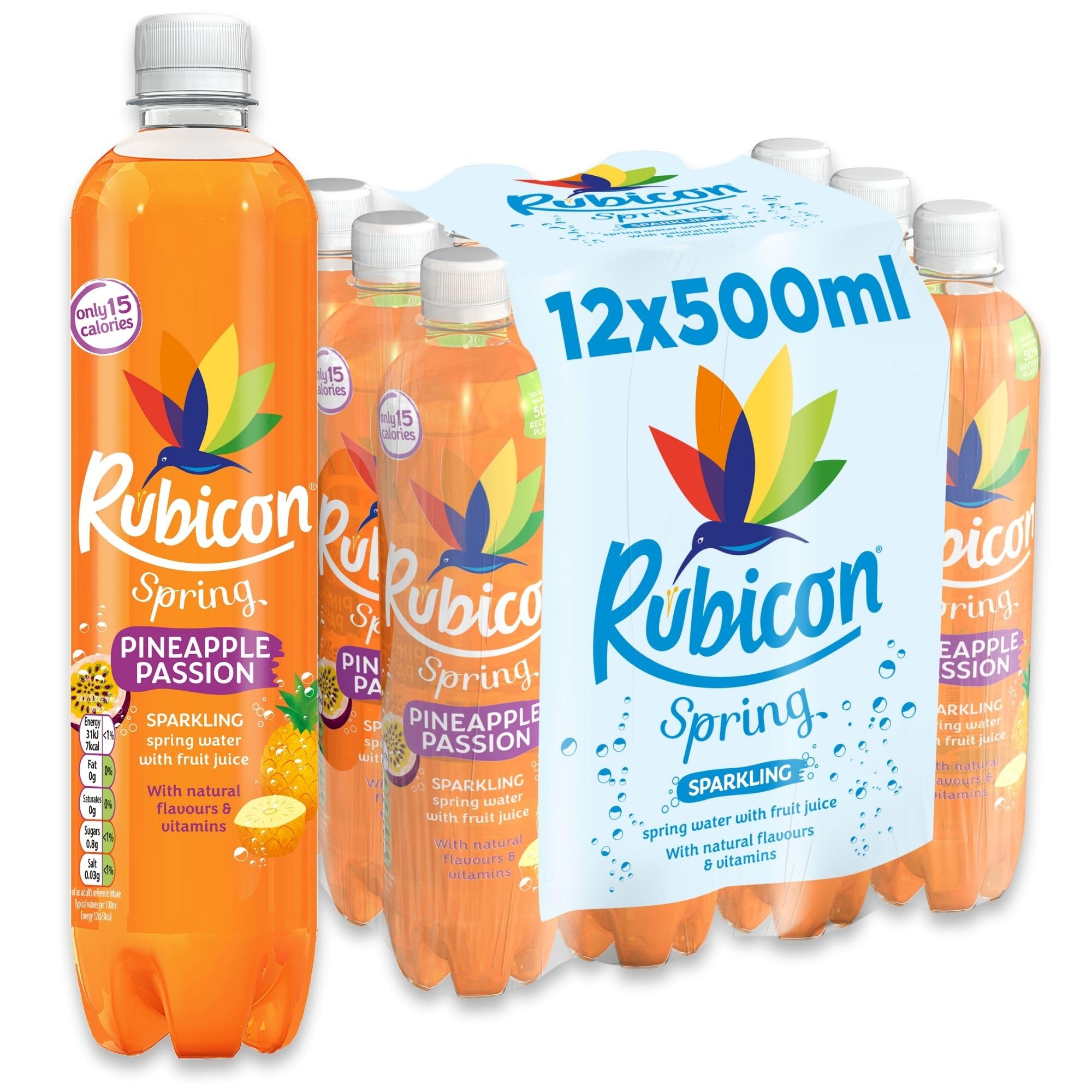 RUBICON SPRING PINEAPPLE & PASSION (500ml x12) £1.19**