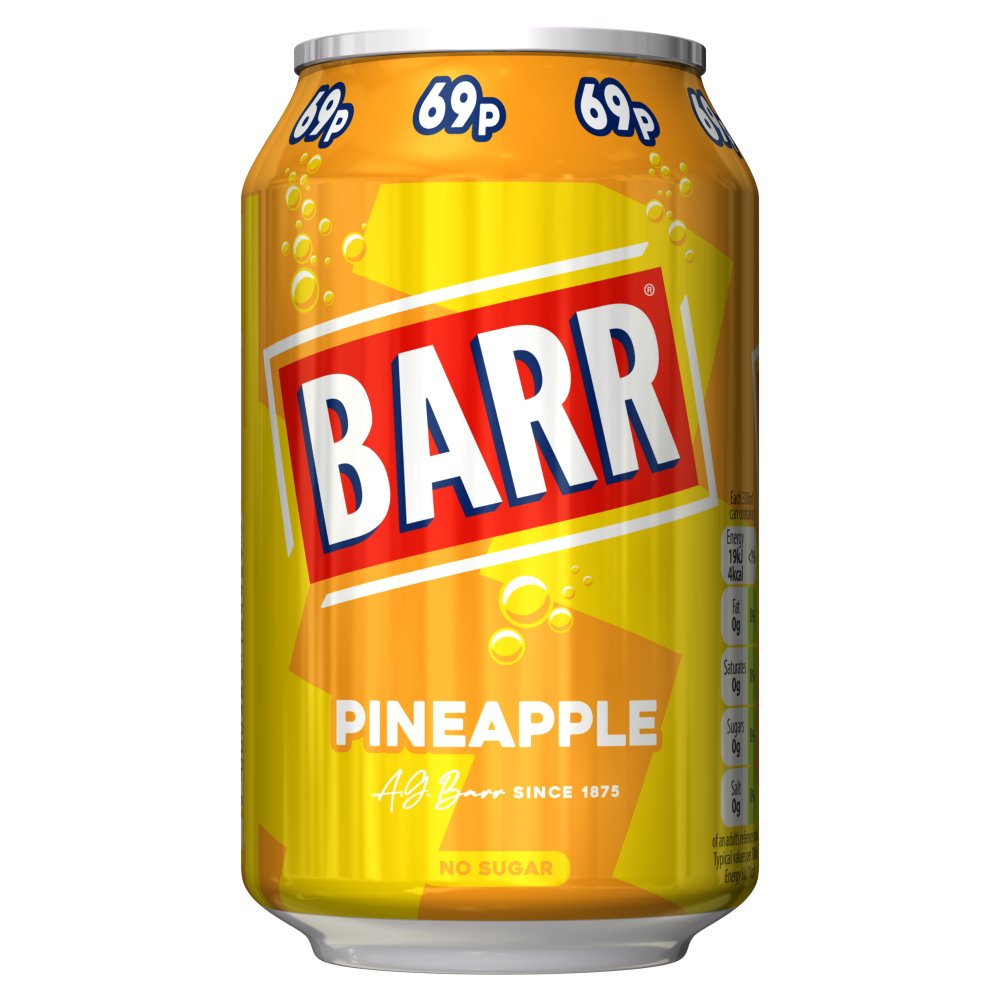 BARR CAN PINEAPPLE (330ml x 24) 69P YELLOW & ORANGE