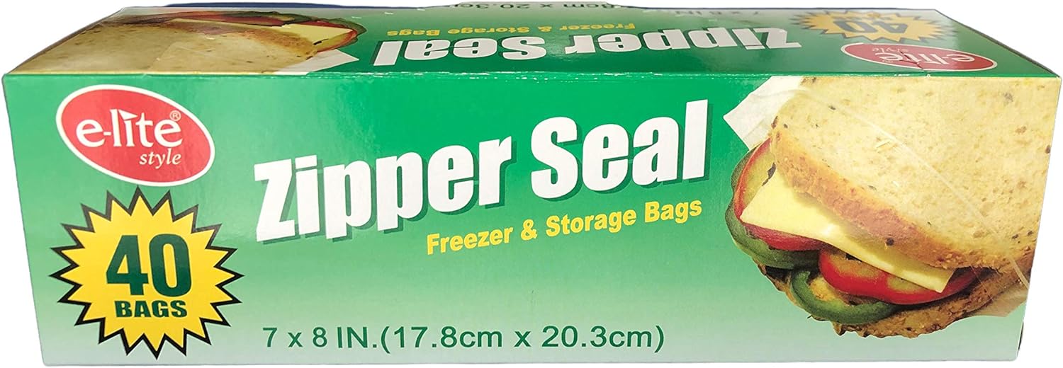 Z FOOD BAGS 40 ZIPPER SEAL (180x200mm 40x24) elite