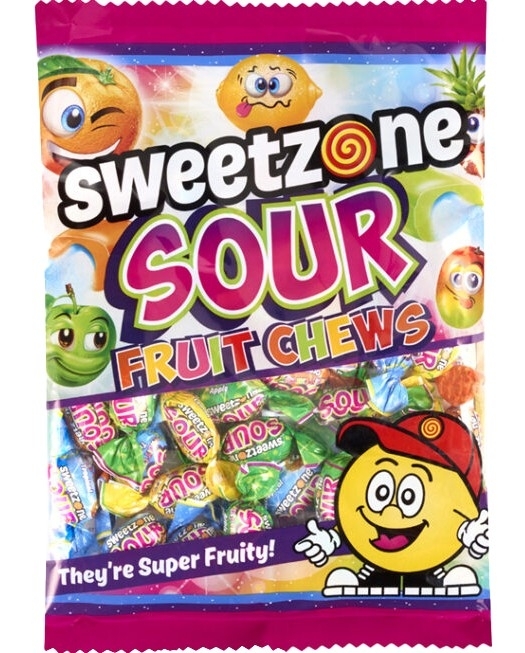 SWEETZONE BAGS SOUR FRUIT CHEWS (12x200g)