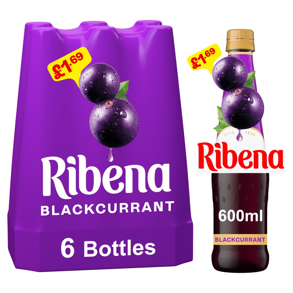 RIBENA CORDEAL BLACKCURRENT (600ml x6) £1.69