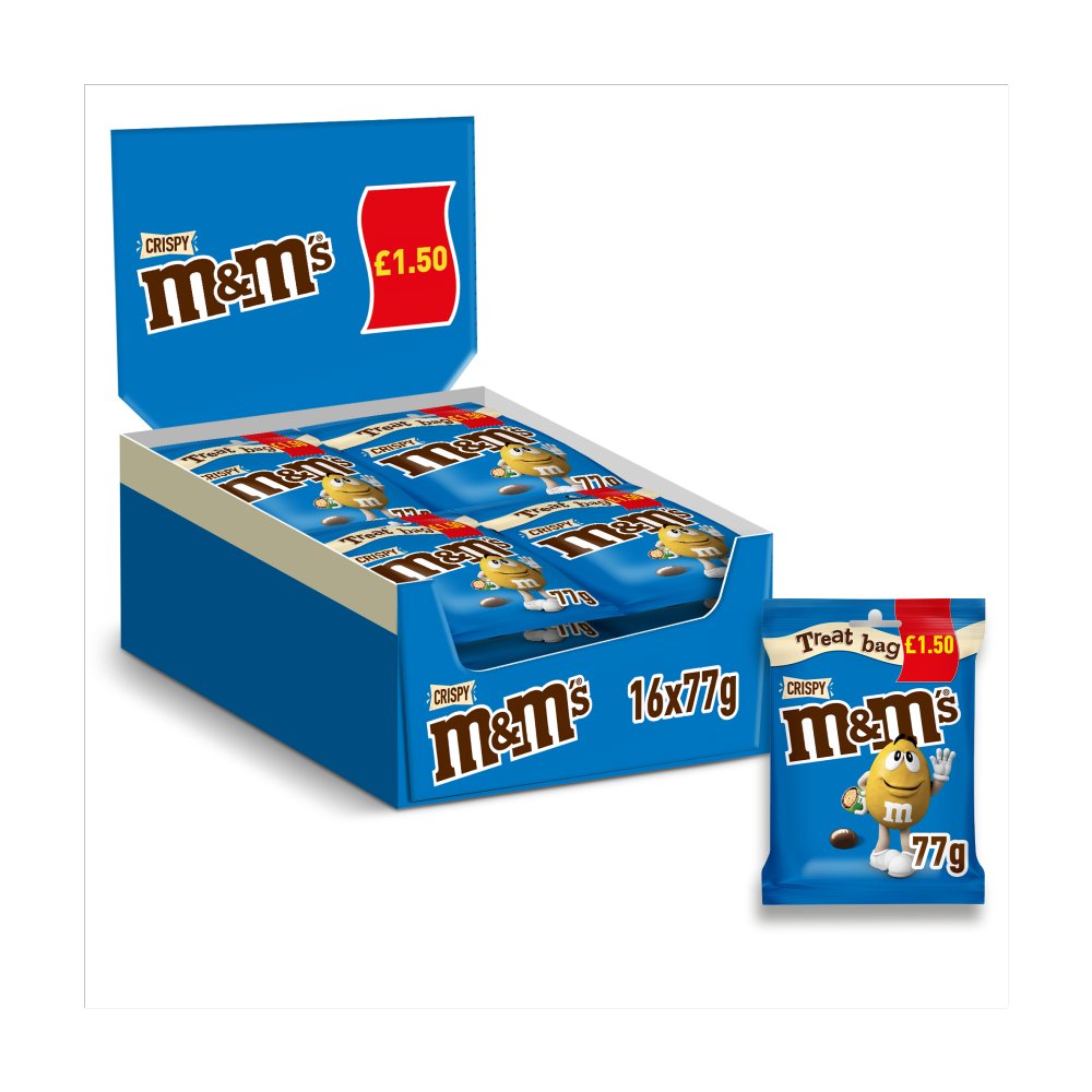M&M CRISPY TREAT BAGS (16x77g) £1.50 BLUE