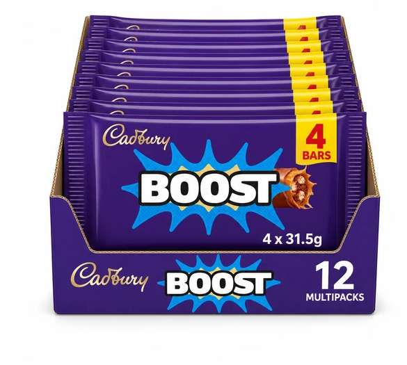 MULTIPACK BOOST CHOCOLATE (12x4x31.5g) 4 for £1.99