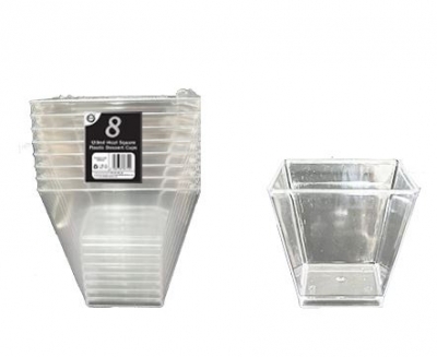 Z DESSERT CUPS 8pc REUSABLE 120ml 4oz SQUARE (8x24) DD9752