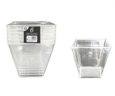 Z DESSERT CUPS 6pc REUSABLE 200ml 7oZ SQUARE (6x24) DD9753