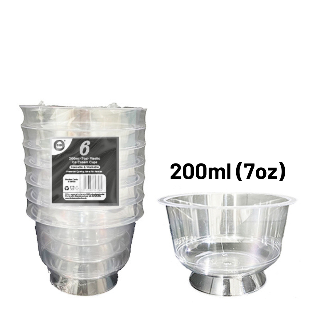 Z DESSERT CUPS 6pc 200ML 7oz PLASTIC ICE CREAM CUPS (6x24) DD9758