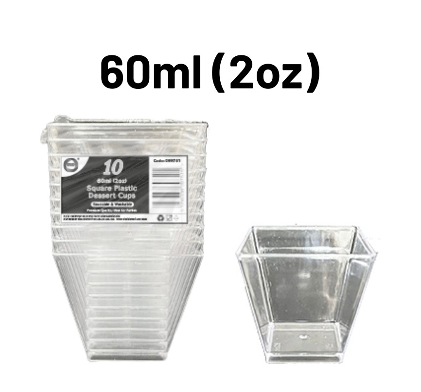 Z DESSERT CUPS REUSABLE 10pc 60ml 2oz SQUARE (10x24) DD9751