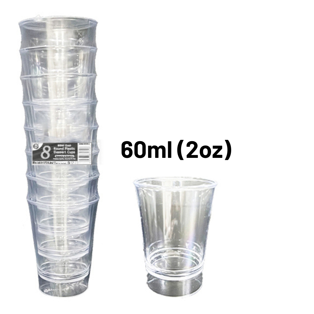 Z DESSERT CUPS 8pc 2oz REUSABLE 60ml ROUND (8x24) DD 9754