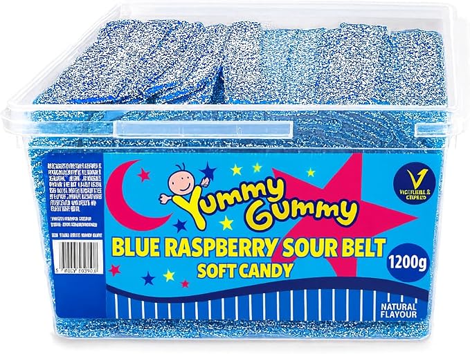 YUMMY GUMMY BELT BLUE RASPBERRY SOUR BELT SOFT CANDY (1200g)