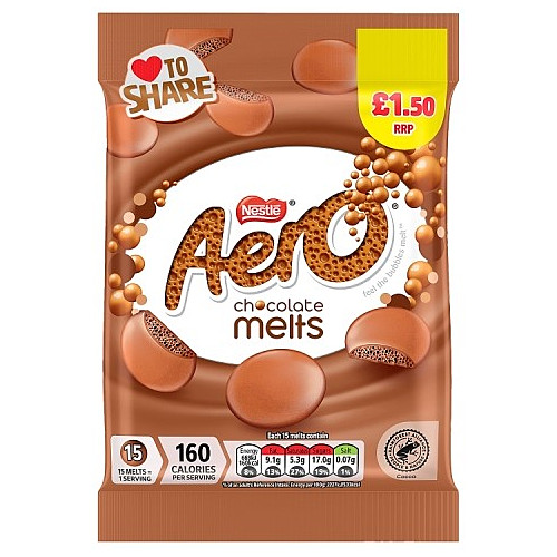 AERO BAGS  CHOCOLATE MELTS (12 x 80g) £1.35 BROWN