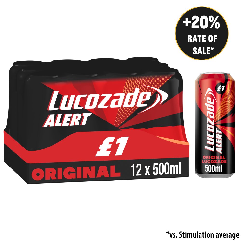 LUCOZADE ALERT ORIGINAL CAN (500ml x12) £1 RED