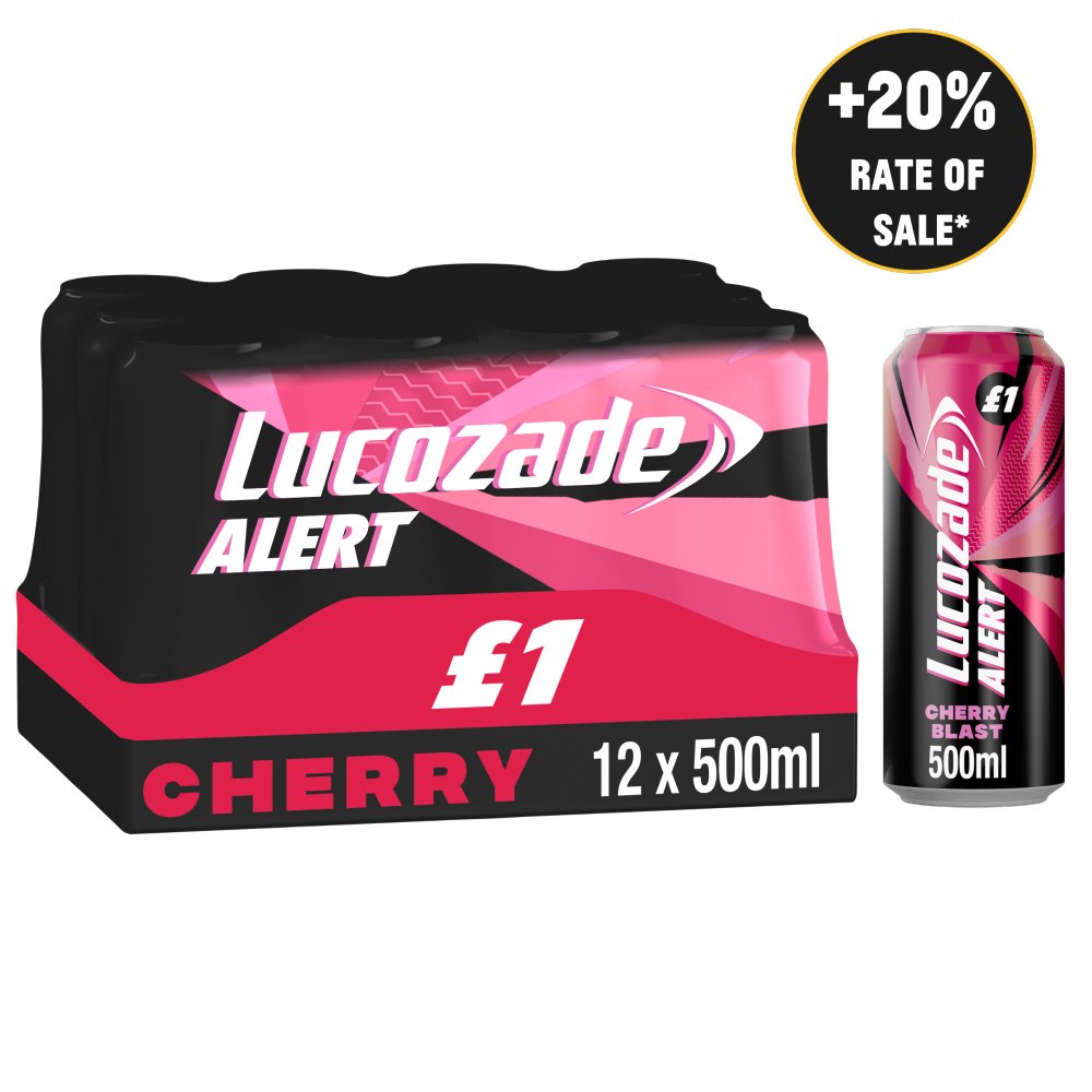 LUCOZADE ALERT CHERRY BLAST CAN (500ml x12) £1