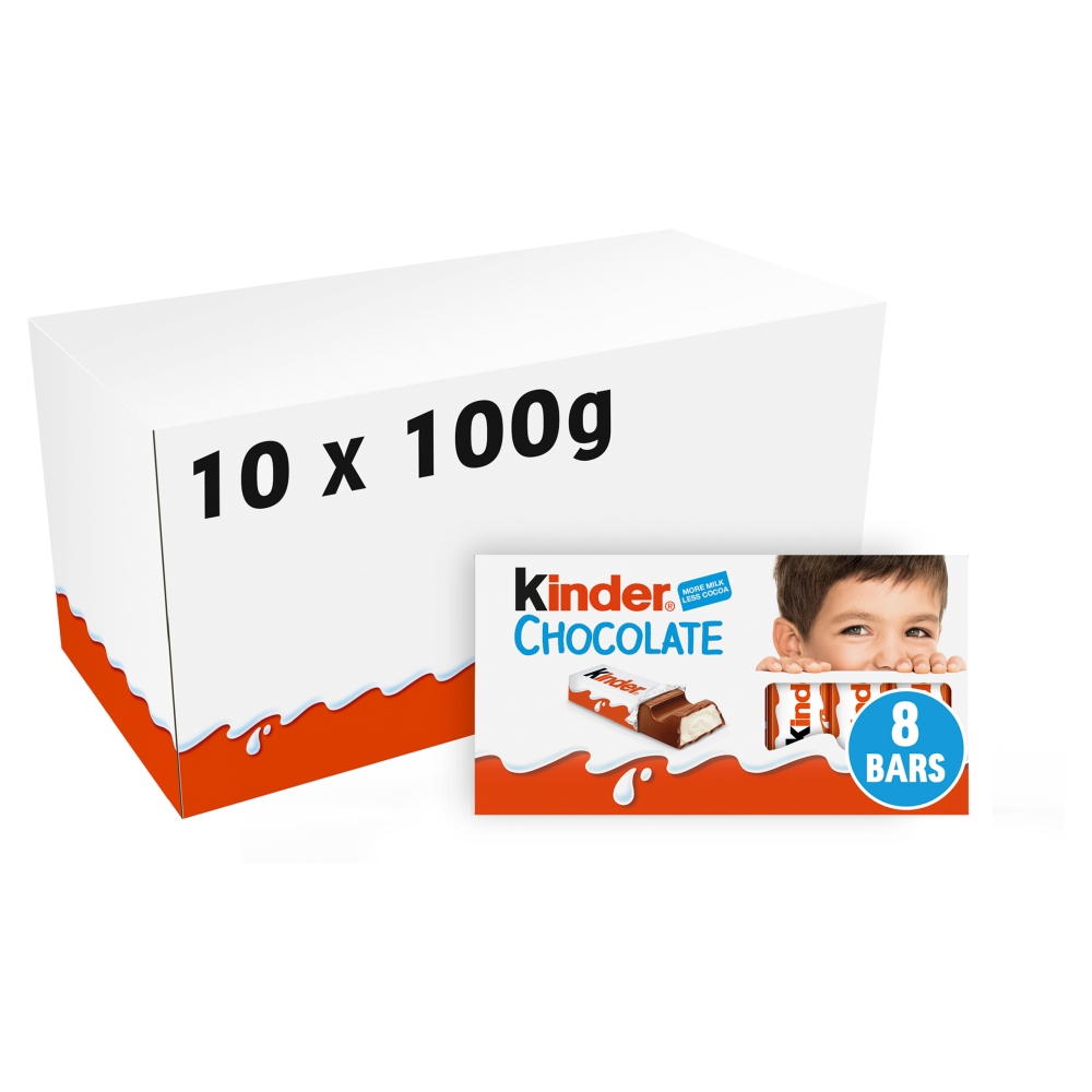 MULTIPACK BLOCK KINDER CHOCOLATE 8x12.5g (100gx10x1) £1.65