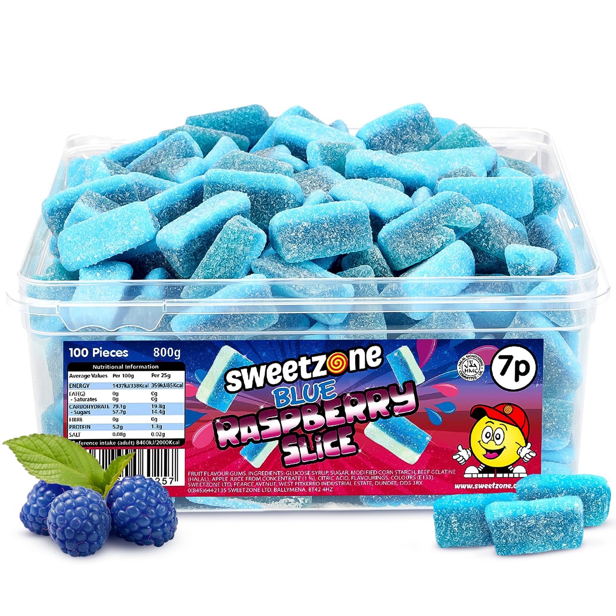 SWEETZONE TUB  BLUE RASPBERRY SLICE (100PC x 800g x 6) 7P