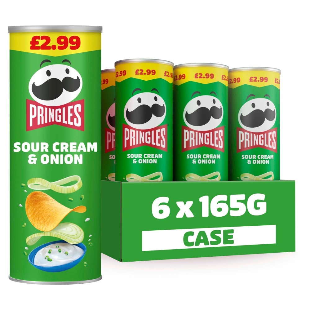 PRINGLES BIG SOUR CREAM & ONION (165gx6) £2.99 LIGHT GREEN
