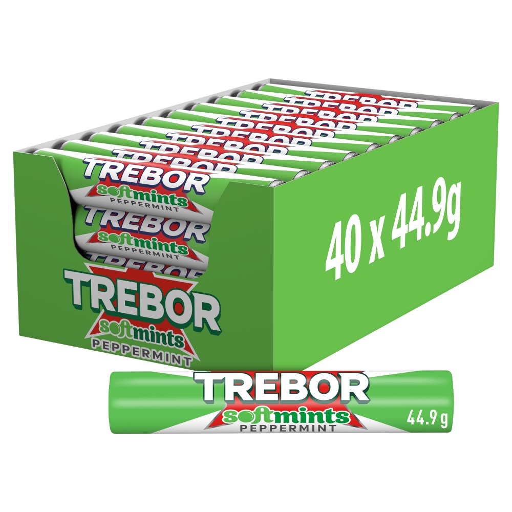 TREBOR SOFT MINT PEPPERMINT (40x44.9g) 69P LIGHT GREEN