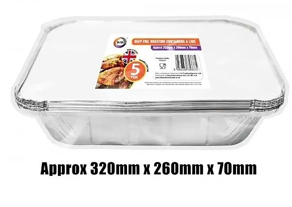 Z FOIL 5 LARGE ROASTING CONTAINERS & LIDS (5x10) elite & DID FS5337