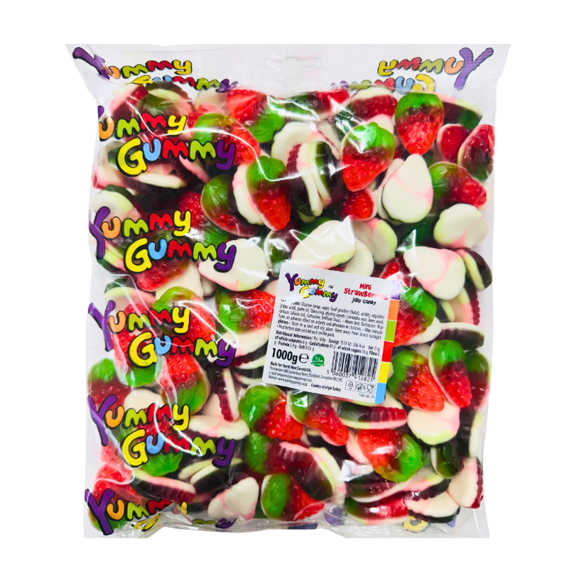 YUMMY GUMMY 1KG BAG & CANDY GARDEN MINI STRAWBERRY 7P