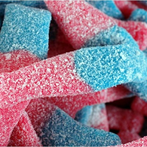 YUMMY GUMMY 1KG BAG GIANT FIZZY BLUE BOTTLES 15P