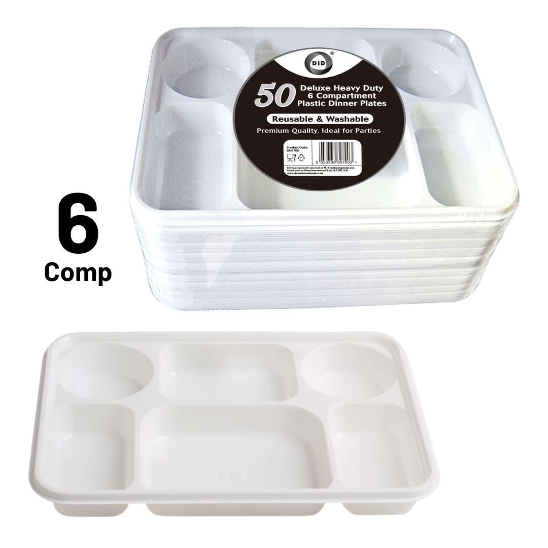 Z 6 COMPARTMENT REUSABLE PLASTIC PLETES (50x8) DD9700