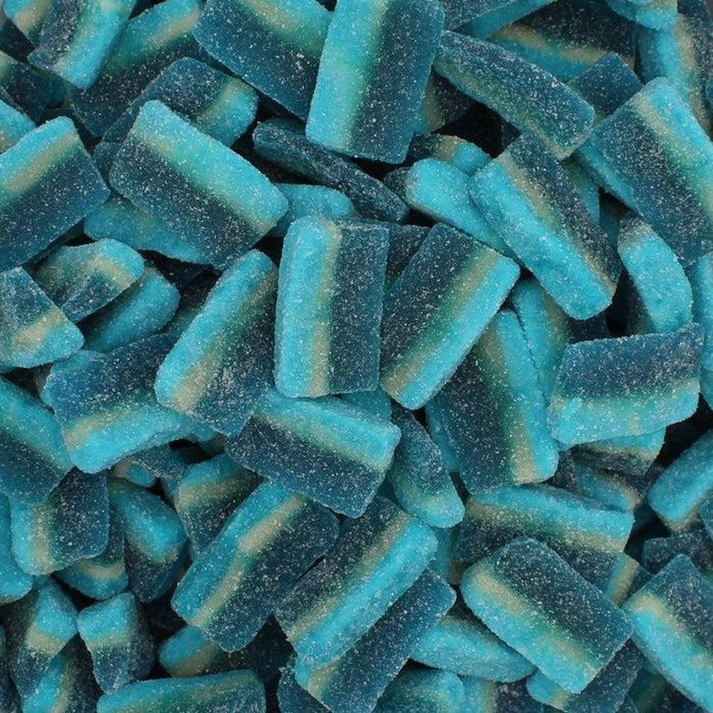 YUMMY GUMMY 1KG BAG FIZZY BLUE RASPBERRY BOTTLES 2P