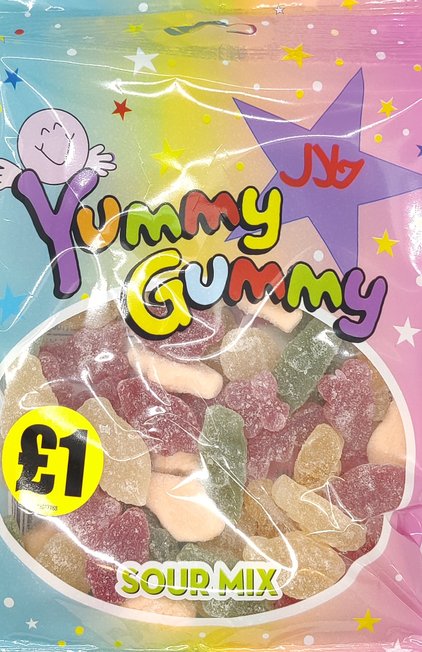 YUMMY GUMMY BAG SOUR MIX (150g x12) £1