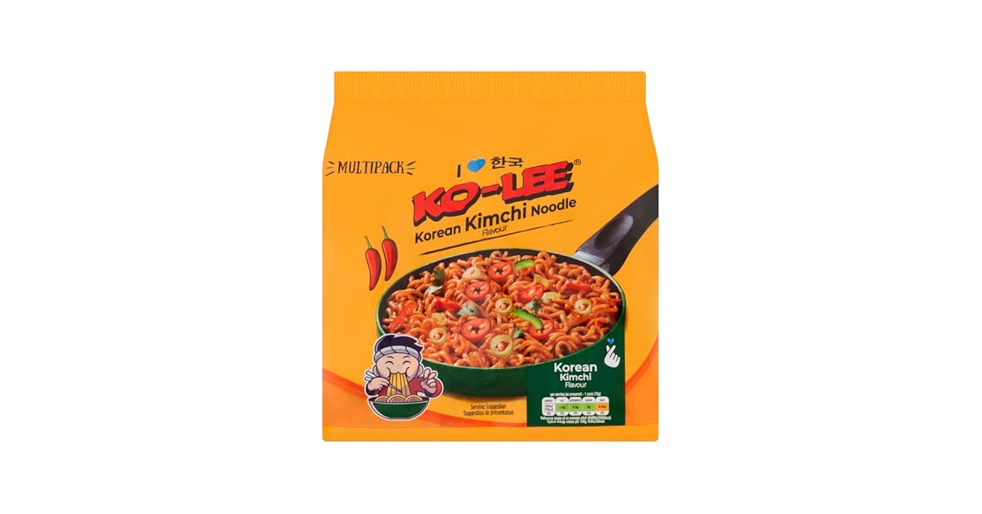 KOLEE NOODLES MULTIPACK KOREAN KIMCHI (6x4x70g) YELLOW