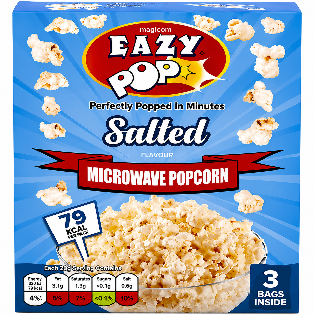 POPCORN 3 PACK SALTED (3x16x85g) BLUE