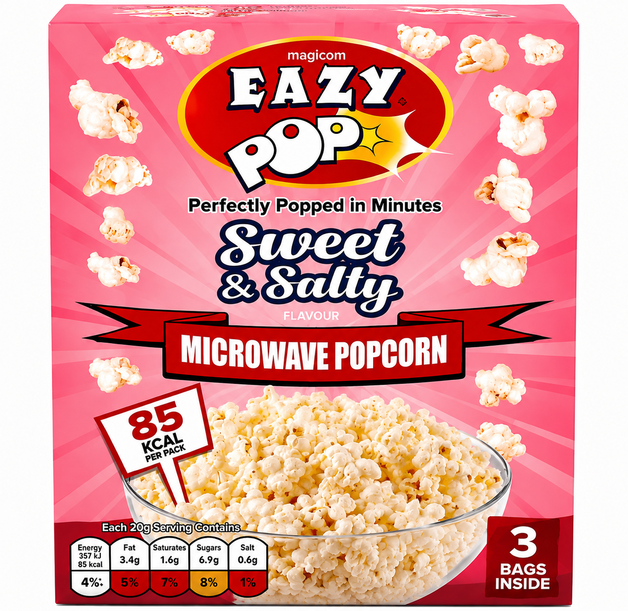 POPCORN 3 PACK SWEET & SALTED (16x3x85g) RED