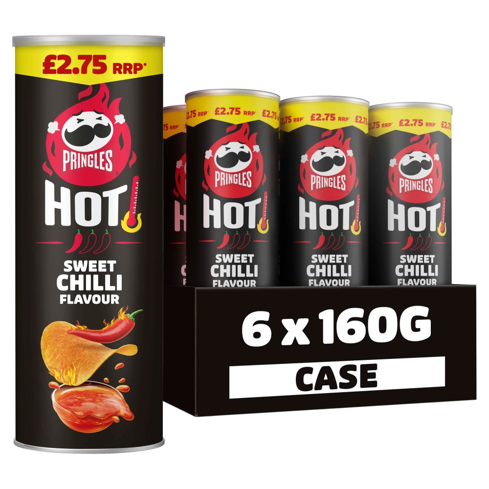 PRINGLES BIG HOT SWEET CHILLI (6x165g) PM £2.75 BLACK & RED