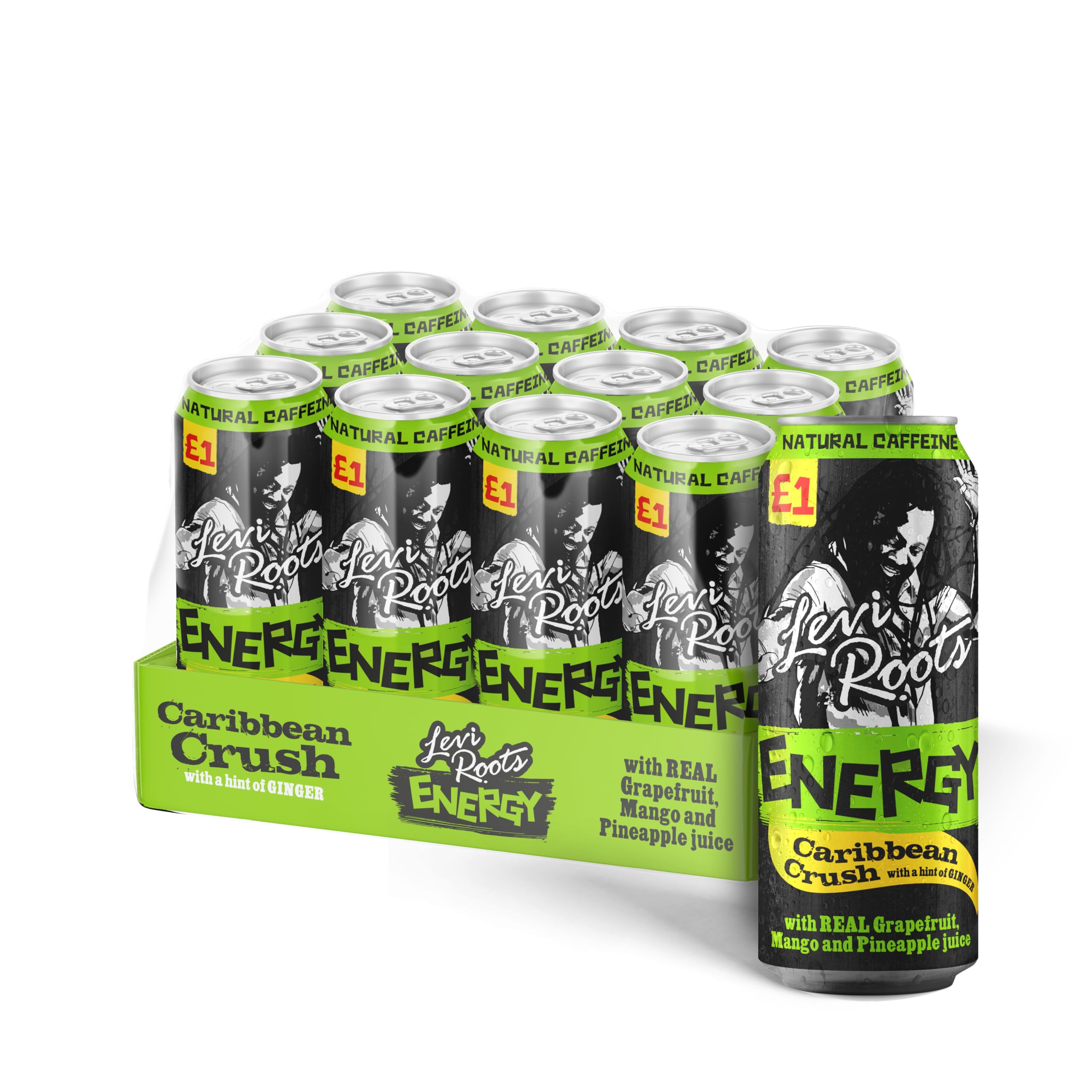 LEVI ROOTS BIG CAN ENERGY CARIBBEAN CRUSH(500mlx12) £1 GREEN