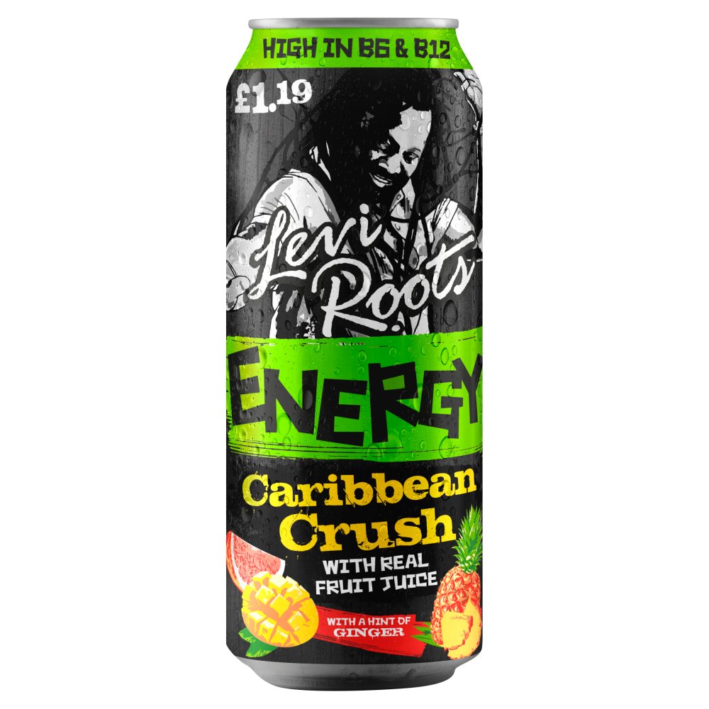 LEVI ROOTS BIG CAN ENERGY CARIBBEAN CRUSH(500mlx12) £1.19 GREEN