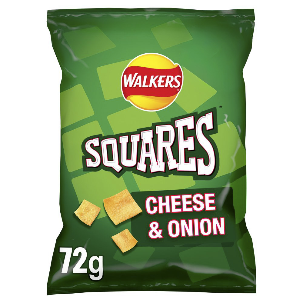 WALKERS SQUARES CHEESE & ONION (18 x72g) £1.49 GREEN 300050667