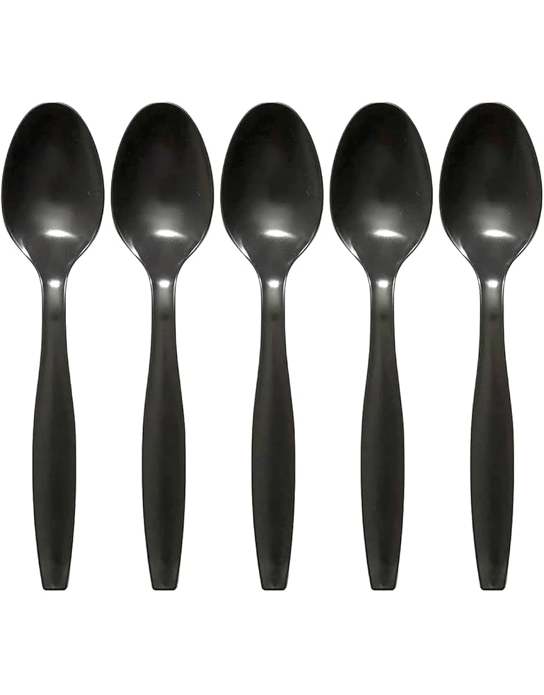 Z SPOON BLACK HEAVY DUTY PLASTIC DESSERT SPOONS (20X 50PC) ELITE