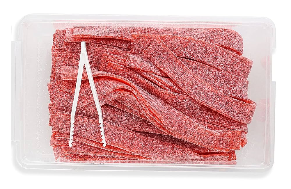 YUMMY GUMMY BAG SOUR BELT STRAWBERRY FIZZY(12x160g)RED&BLACK