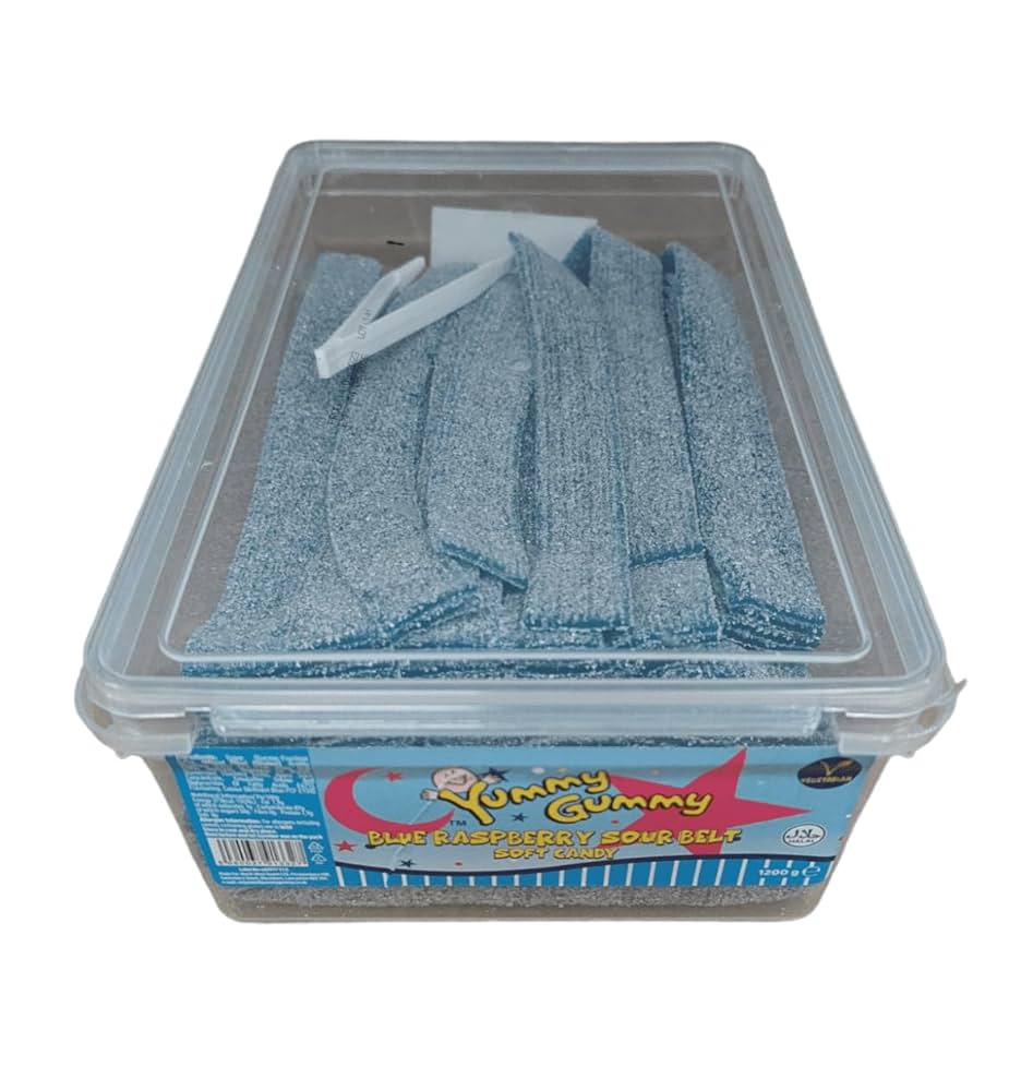 YUMMY GUMMY BAG SOUR BELT BLUE RASPBERRY FIZZY(12x160g) PARPAL