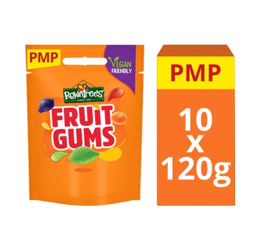 ROWNTREES FRUIT GUMS BAG (10x120g) £1.25 V ORANGE