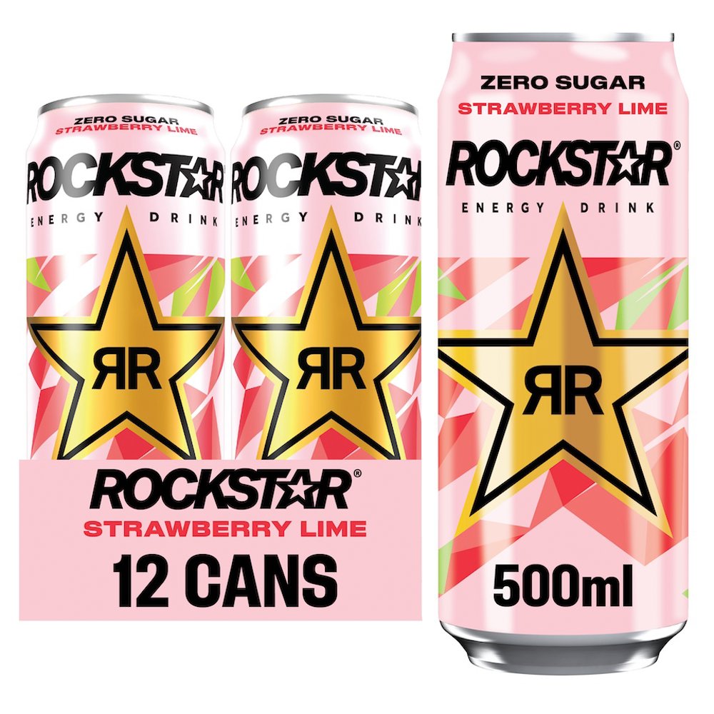 ROCKSTAR  STRAWBERRY & LIME (500mlx12) £1.29 PINK