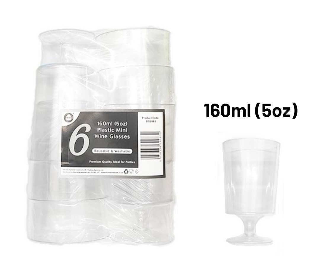 Z DESSERT CUPS 6pc REUSABLE 160ml 5oz MINI WINE GLASSES (6x24) DD9983