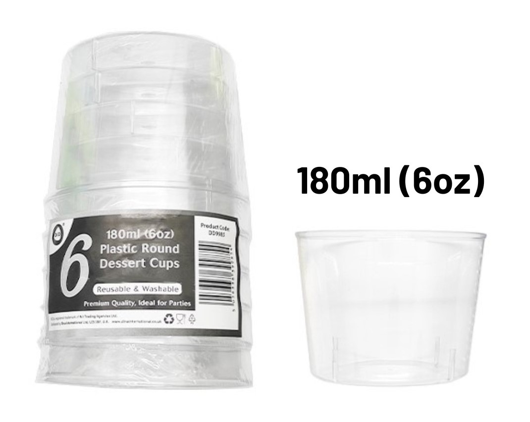 Z DESSERT CUPS 6pc REUSABLE 180ml 6oz ROUND CUPS (6x24) DD9985