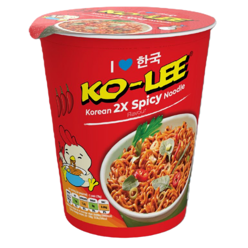 KOLEE CUPS KOREAN 2 x SPICY NOODLES (65G x 6) RED NEW