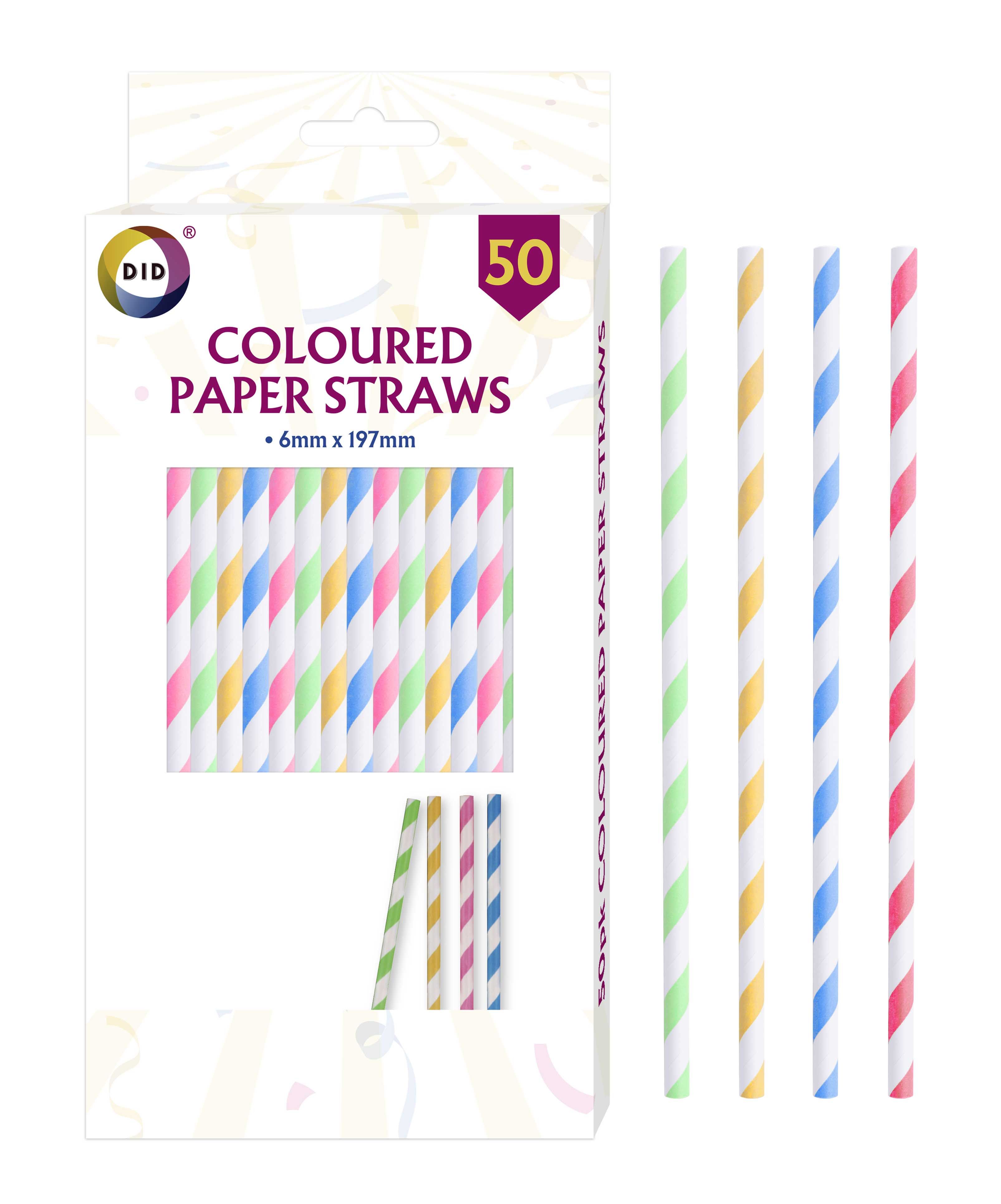 Z PAPER STRAWS COLOURED 50PC(50X48) DID PY0622