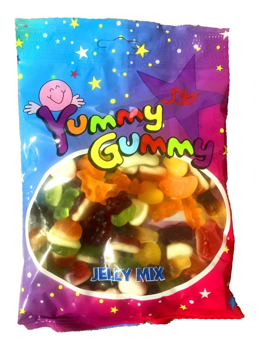 YUMMY GUMMY BAG SMALL JELLY MIX 3 FOR £1 (40g x 24 x 6) ORANGE TAPE