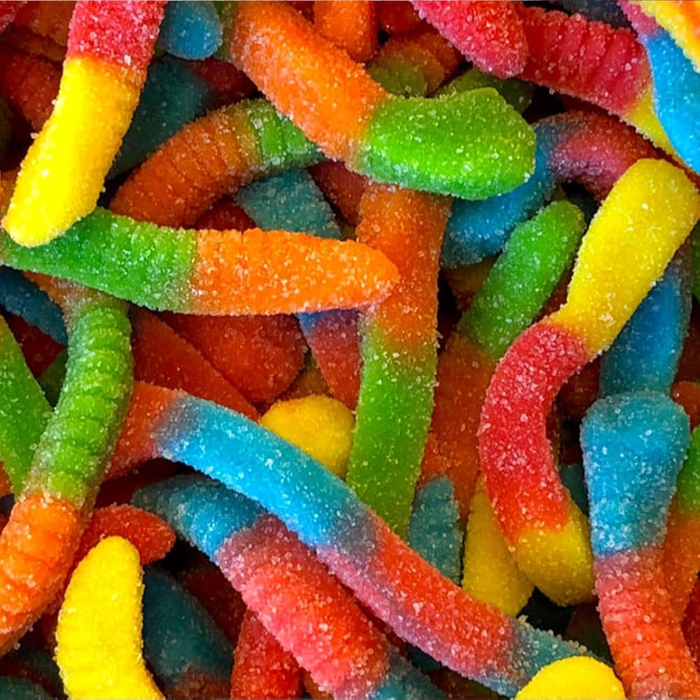 YUMMY GUMMY 1KG BAG SOUR WORMS 7P