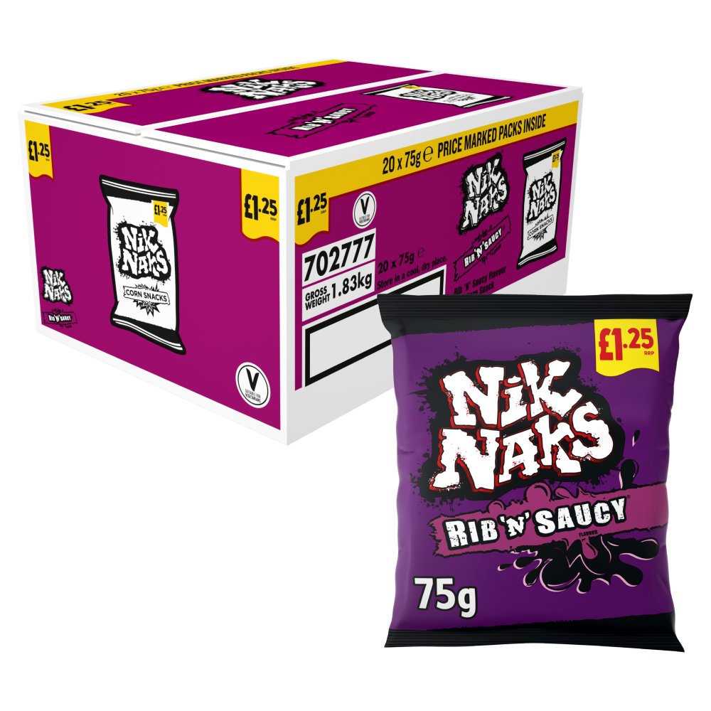 NIK NAKS RIB N SAUCE (20x75g) 702777 £1.25 PINK  V *